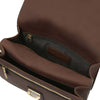 Mens Leather Wristlet Bag interior view showcasing compartments and organized design.