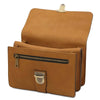 Mens Leather Wristlet Bag in premium matte vegetable-tanned leather with multiple compartments and secure zipper closure.