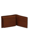 Mens Trifold Leather Wallet opened showing multiple card slots and bill compartments