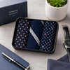 Mens Designer Handkerchief Tin featuring three stylish printed handkerchiefs in an elegant gift tin.