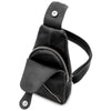 Front Pocket And Magnetic Buttom Closure View Of The Black Mens Leather Crossover Bag
