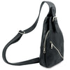 Angled View Of The Black Mens Leather Crossover Bag 