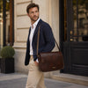 Man In The Street With The Dark Brown Leather Messenger Bag