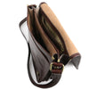 Internal Zip Pocket View Of The Dark Brown Mens Leather Shoulder Bag