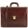 Front View Of The Brown Premium Leather Briefcase