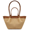 Shoulder Strap Rear View Of The Cognac Natural Raffia Shopping Bag