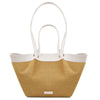 Shoulder Strap Front View Of The White Natural Raffia Shopping Bag