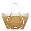 Front View Of The White Natural Raffia Shopping Bag