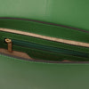Internal Zip Pocket View Of The Green Leather Over Shoulder Bag