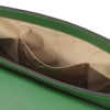 Internal Pocket View Of The Green Leather Over Shoulder Bag