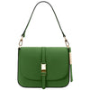 Front View Of The Green Leather Over Shoulder Bag