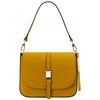 Front View Of The Mustard Leather Over Shoulder Bag