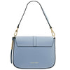 Rear View Of The Light Blue  Leather Over Shoulder Bag