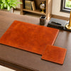 Elegant Leather Desk Set with desk pad and mouse pad on a wooden desk, perfect for stylish workspaces.