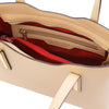 Internal Zip Pocket View Of The Champagne Ladies Small Leather Handbag