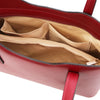 Internal Pocket View Of The Red Ladies Small Leather Handbag