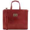 Front View Of The Red Leather Briefcase For Women