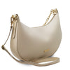 Angled View Of The Beige Over The Shoulder Bag