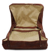 Internal Compartment View Of The Brown Leather Garment Bag