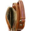 Top Angled Front Pocket View Of The Honey Crossbody Bag Leather