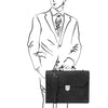 Man Posing With The Black Professional Leather Briefcase