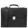 Front View Of The Black Professional Leather Briefcase