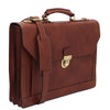 Angled View Of The Brown Professional Leather Briefcase