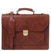 Front View Of The Brown Professional Leather Briefcase