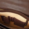 Internal Pocket View Of The Dark Brown Professional Leather Briefcase