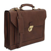 Angled View Of The Dark Brown Professional Leather Briefcase