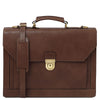 Front View Of The Dark Brown Professional Leather Briefcase