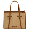 Raffia Shoulder Bag featuring woven raffia and leather accents, perfect for everyday use.