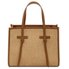 Raffia Shoulder Bag with woven texture and leather accents for everyday style and versatility