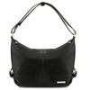 Front View Of The Black Leather Hobo Handbags