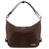 Front View Of The Dark Brown Leather Hobo Handbags