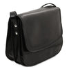 Angled View Of The Black Saddle Handbag