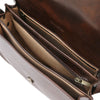 Internal Compartment View Of The Dark Brown Saddle Handbag
