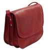 Angled View Of The Red Saddle Handbag