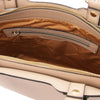 Internal Zip Pocket View Of The Nude Two Tone Leather Handbag