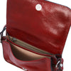 Internal Zip Pocket View Of The Red Shoulder Bag For Women
