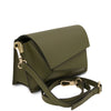Angled And Shoulder Strap View Of The Forest Green Shoulder Bag For Ladies