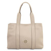 Leather Shoulder Bag and Zip Around Wallet Set in a stylish beige pebbled leather with spacious compartments.