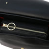 Main Zip Closure View Of The Black Leather Handbag Backpack Convertible