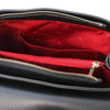 Internal Pocket View Of The Black Leather Handbag Backpack Convertible