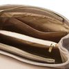Internal Pocket View Of The Light Taupe Leather Handbag Backpack Convertible