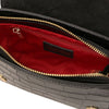 Internal Compartment View Of The Black Small Croc Print Handbag