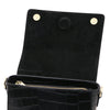 Dome Closure View Of The Black Small Croc Print Handbag