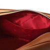 Internal Pocket View Of The Cognac Small Leather Crossbody Bag