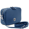 Angled And Shoulder Strap  View Of The Denim Small Leather Crossbody Bag