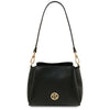 Front View Of The Black Small Leather Handbag That Forms The Small Leather Handbag And Wallet Set